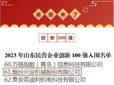 興業(yè)機械榮獲2023年山東民營企業(yè)創(chuàng)新100強！